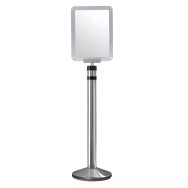 Poteau d'information acier, panneau A4 orientable, base lestée