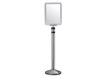 Poteau d'information acier, panneau A4 orientable, base lestée