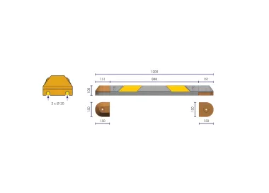 Bordure de balisage modulable en caoutchouc avec réflecteurs