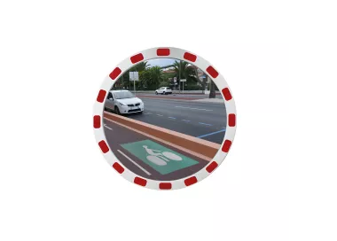 MIROIR DE VOIRIE ROND AVEC BANDES RÉFLÉCHISSANTES