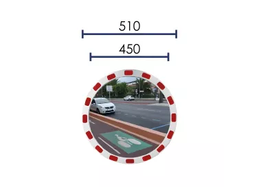 MIROIR DE VOIRIE ROND AVEC BANDES RÉFLÉCHISSANTES