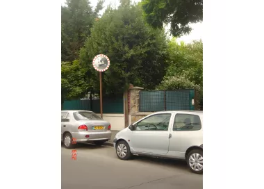 MIROIR DE VOIRIE ROND AVEC BANDES RÉFLÉCHISSANTES