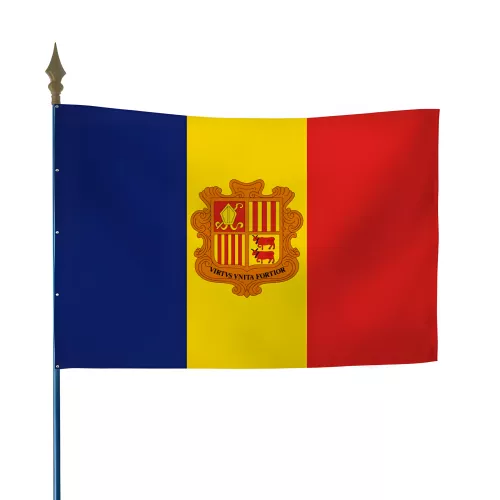 Drapeau Andorre en maille polyester avec hampe