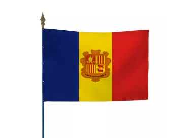 Drapeau Andorre en maille polyester avec hampe