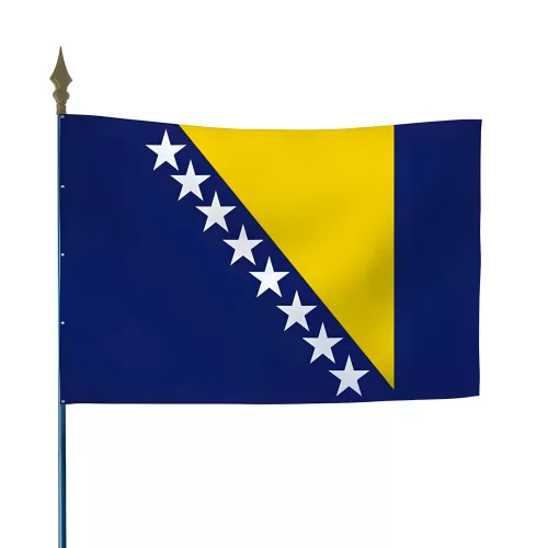 Drapeau Bosnie-Herzégovine en maille polyester avec hampe