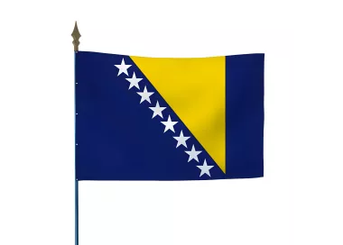 Drapeau Bosnie-Herzégovine en maille polyester avec hampe