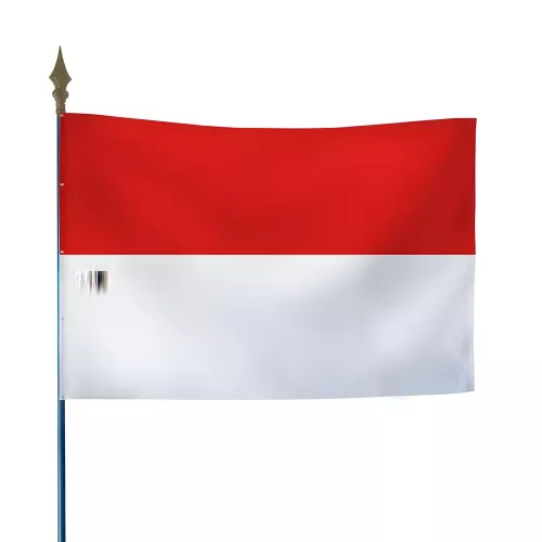 Drapeau Monaco avec hampe bois et lance bronze