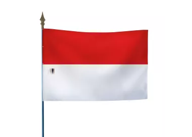 Drapeau Monaco avec hampe bois et lance bronze