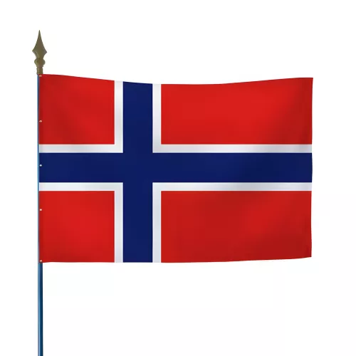 Drapeau Norvège en maille polyester avec hampe
