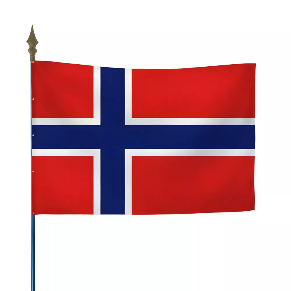 Drapeau Norvège en maille polyester avec hampe Drapeau Norvège en maille polyester avec hampe