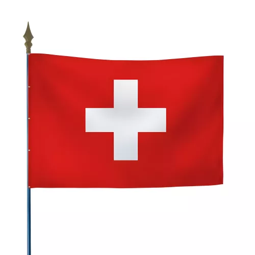 Drapeau Suisse en maille polyester avec hampe