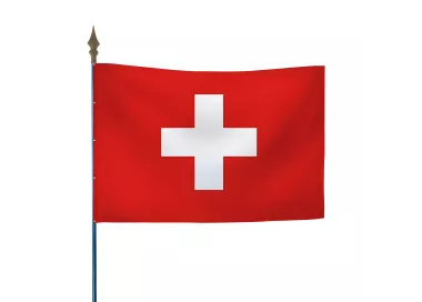 Drapeau Suisse en maille polyester avec hampe