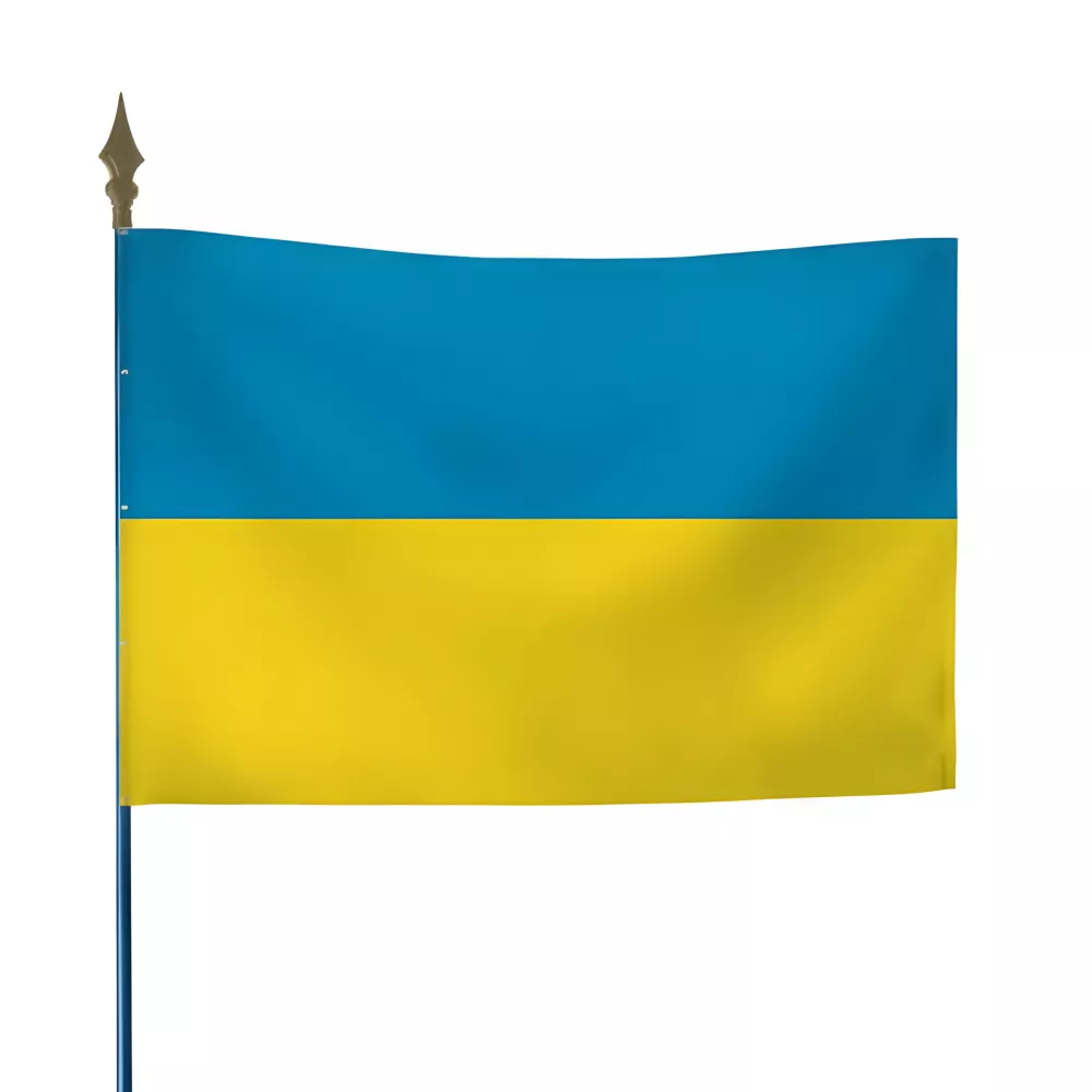 Drapeau Ukraine en maille polyester avec hampe Drapeau Ukraine en maille polyester avec hampe