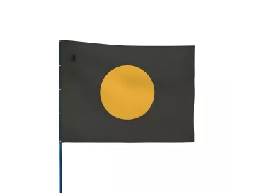 Drapeau de course automobile noir à disque orange 60 x 80 cm