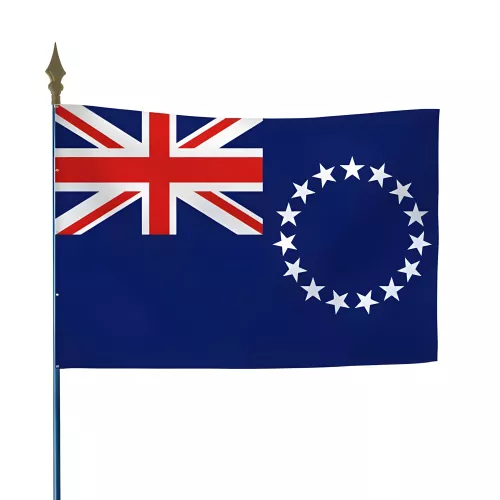 Drapeau Îles Cook en maille polyester avec hampe