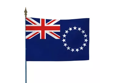 Drapeau Îles Cook en maille polyester avec hampe