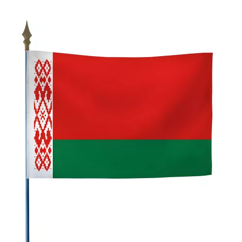 Drapeau Biélorussie avec hampe et lance bronze