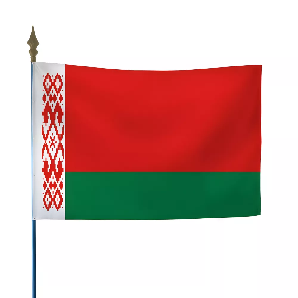 Drapeau Biélorussie avec hampe et lance bronze Drapeau Biélorussie avec hampe et lance bronze