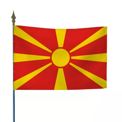 Drapeau Macédoine en polyester avec hampe