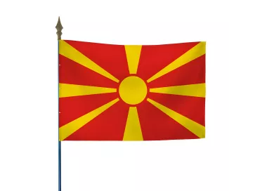 Drapeau Macédoine en polyester avec hampe