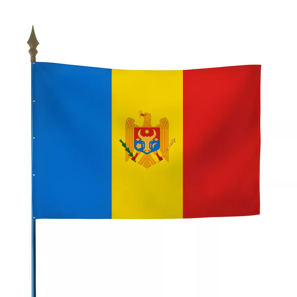 Drapeau Moldavie en maille polyester avec hampe Drapeau Moldavie en maille polyester avec hampe
