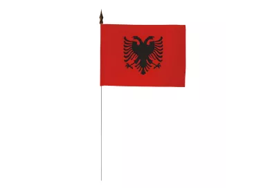 Drapeau de table Albanie 10 x 15 cm avec tige métallique