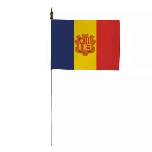 Drapeau de table Andorre 10 x 15 cm polyester avec tige