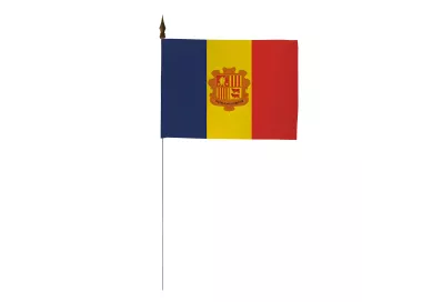 Drapeau de table Andorre 10 x 15 cm polyester avec tige