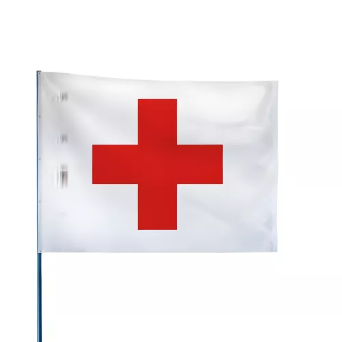 Drapeau de karting croix rouge sur fond blanc 60 x 80 cm