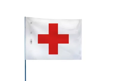 Drapeau de karting croix rouge sur fond blanc 60 x 80 cm
