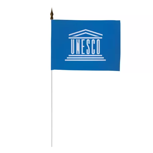 Drapeau de table Unesco 10 x 15 cm avec tige métal
