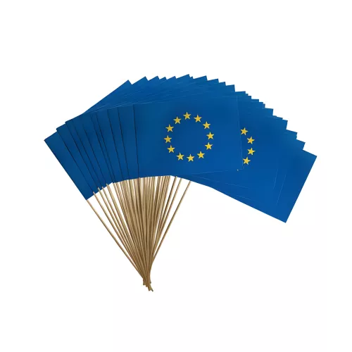 Drapeau Europe 14 x 21 cm à agiter avec tige bois