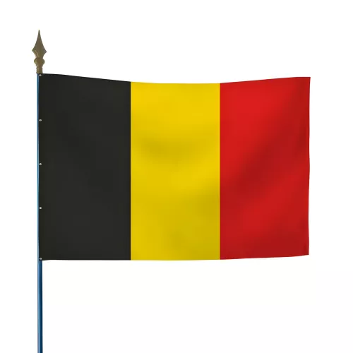 Drapeau Belgique en maille polyester avec hampe