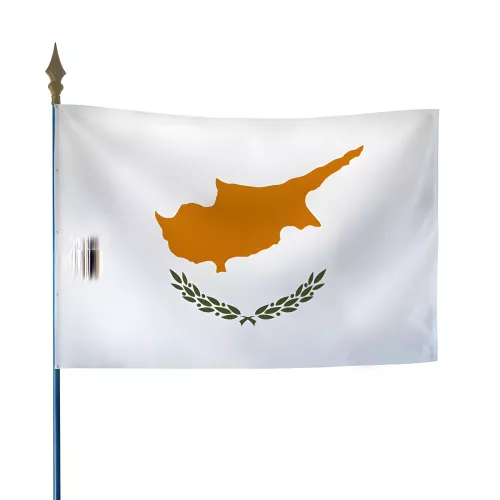 Drapeau Chypre en maille polyester avec hampe
