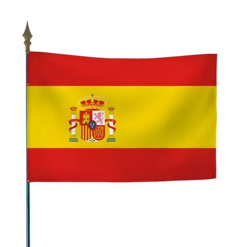 Drapeau Espagne en maille polyester avec hampe