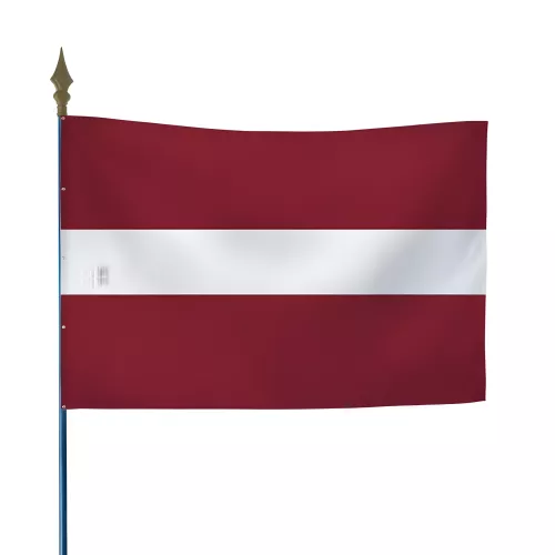 Drapeau Lettonie sur hampe avec lance décorative