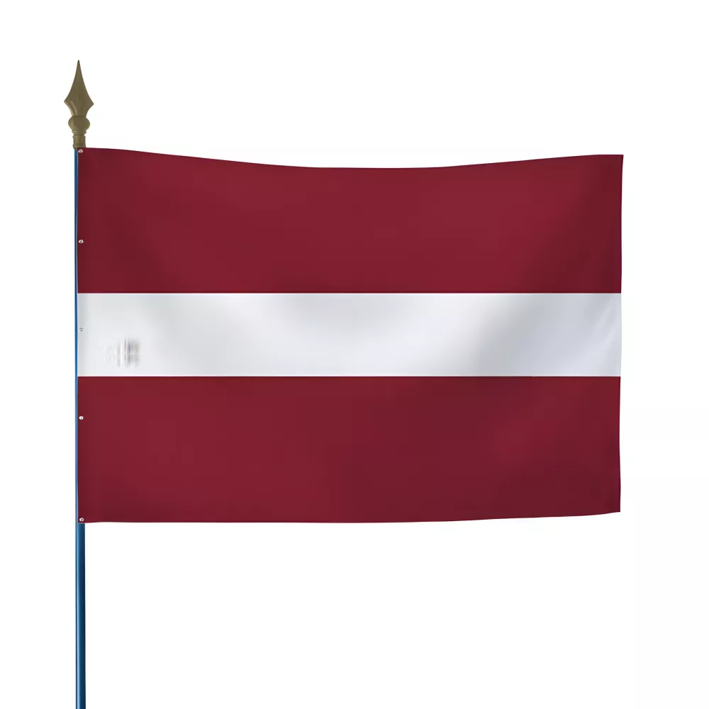 Drapeau Lettonie sur hampe avec lance décorative Drapeau Lettonie sur hampe avec lance décorative