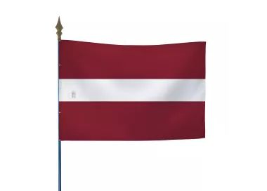Drapeau Lettonie sur hampe avec lance décorative