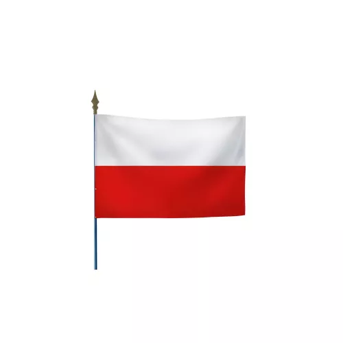 Drapeau Pologne avec hampe bois et lance