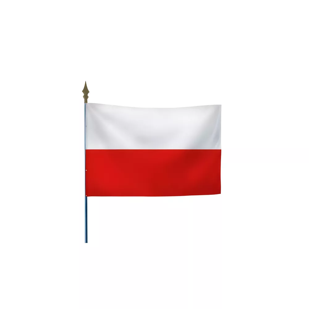 Drapeau Pologne avec hampe bois et lance