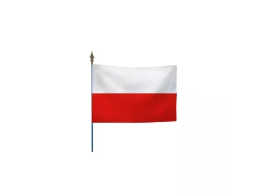 Drapeau Pologne avec hampe bois et lance