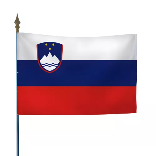 Drapeau Slovénie sur hampe en maille polyester