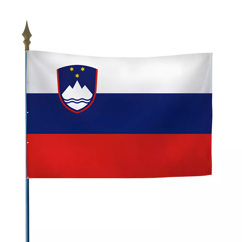 Drapeau Slovénie sur hampe en maille polyester Drapeau Slovénie sur hampe en maille polyester