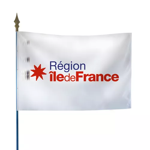 Drapeau région Île-de-France avec lance bronze
