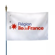 Drapeau région Île-de-France avec lance bronze