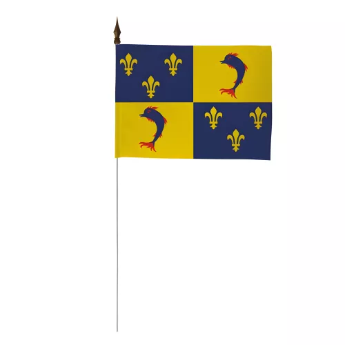 Drapeau de table Dauphiné 10 x 15 cm polyester avec tige