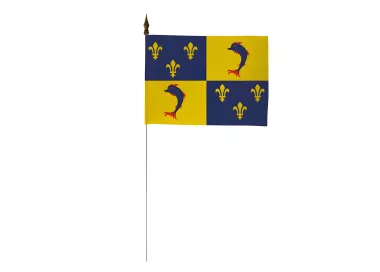 Drapeau de table Dauphiné 10 x 15 cm polyester avec tige