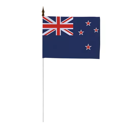 Drapeau de table Nouvelle-Zélande avec tige métal 25 cm