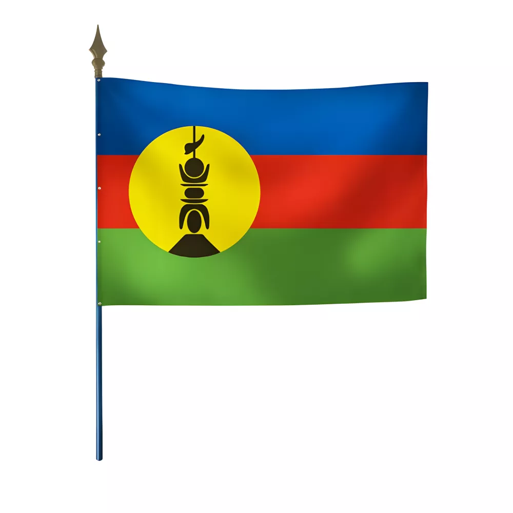 Drapeau Kanaky Nouvelle-Calédonie en polyester avec hampe Drapeau Kanaky Nouvelle-Calédonie en polyester avec hampe
