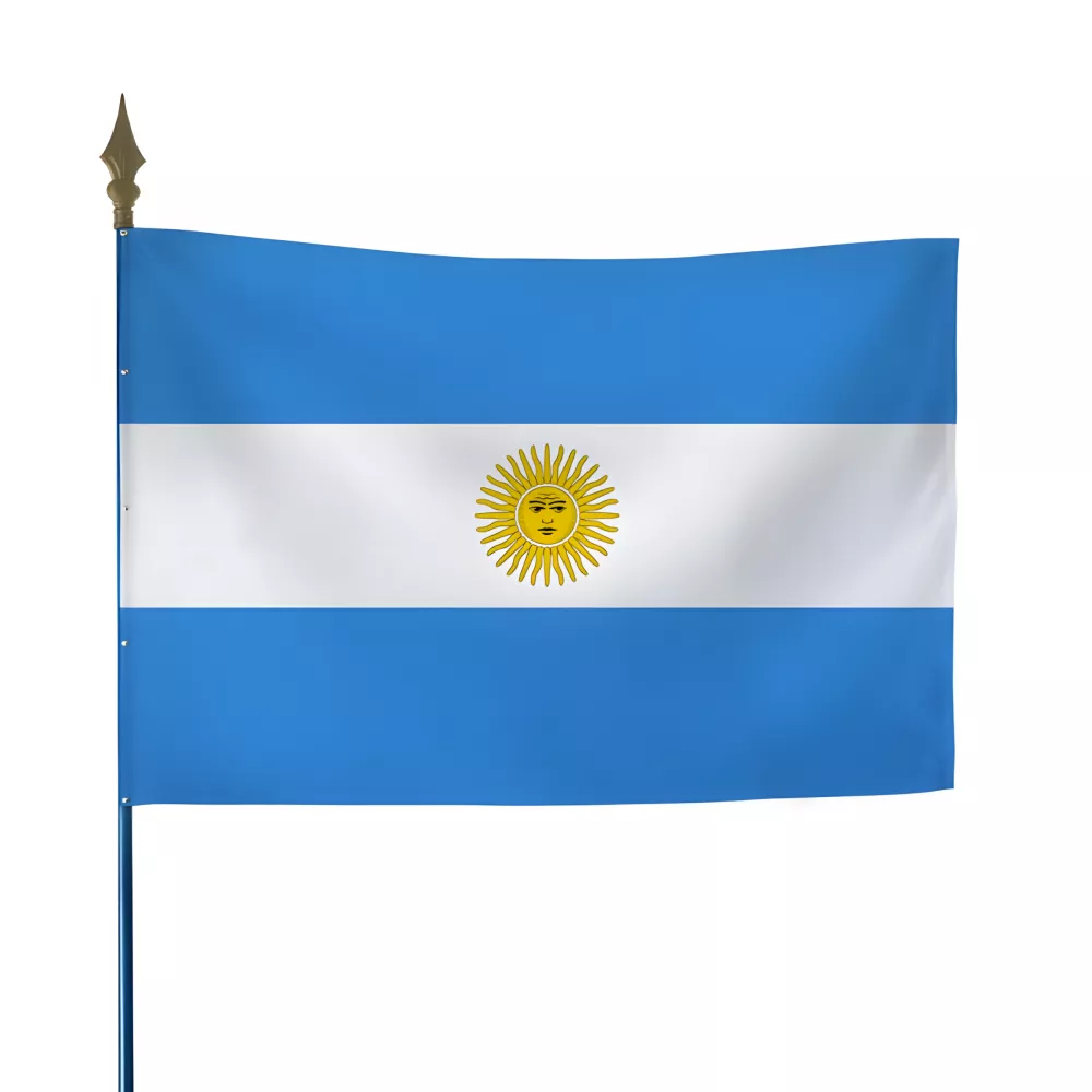 Drapeau Argentine en maille polyester avec hampe Drapeau Argentine en maille polyester avec hampe
